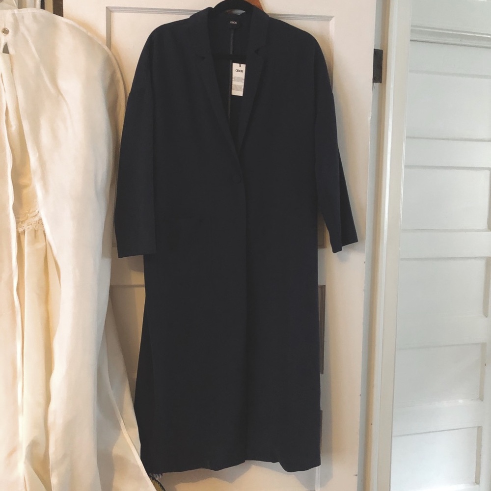 ASOS Dark Navy Long Trench Coat